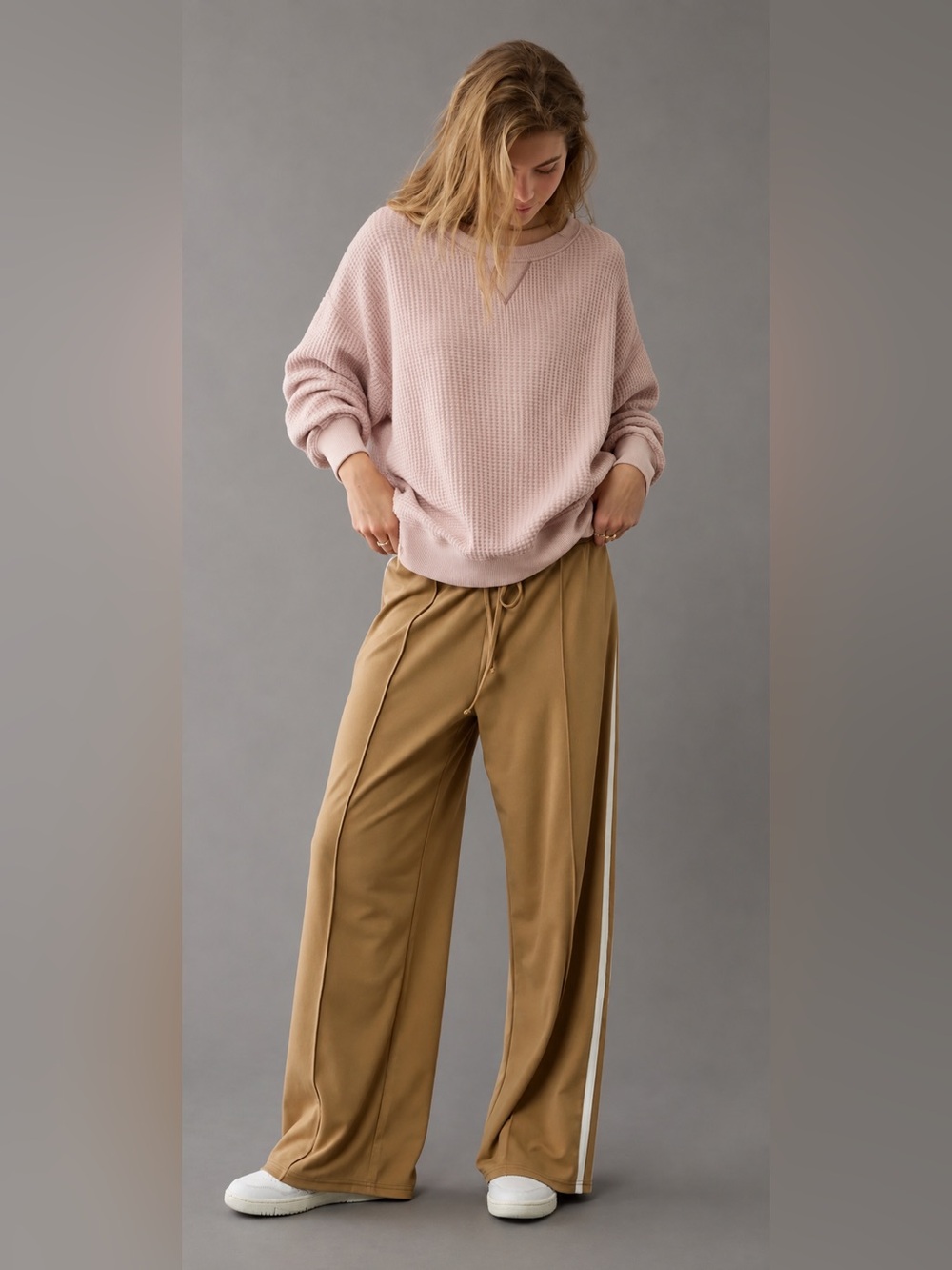 Aerie Waffle Knit Long Sleeve – Size Medium – Blush Pink